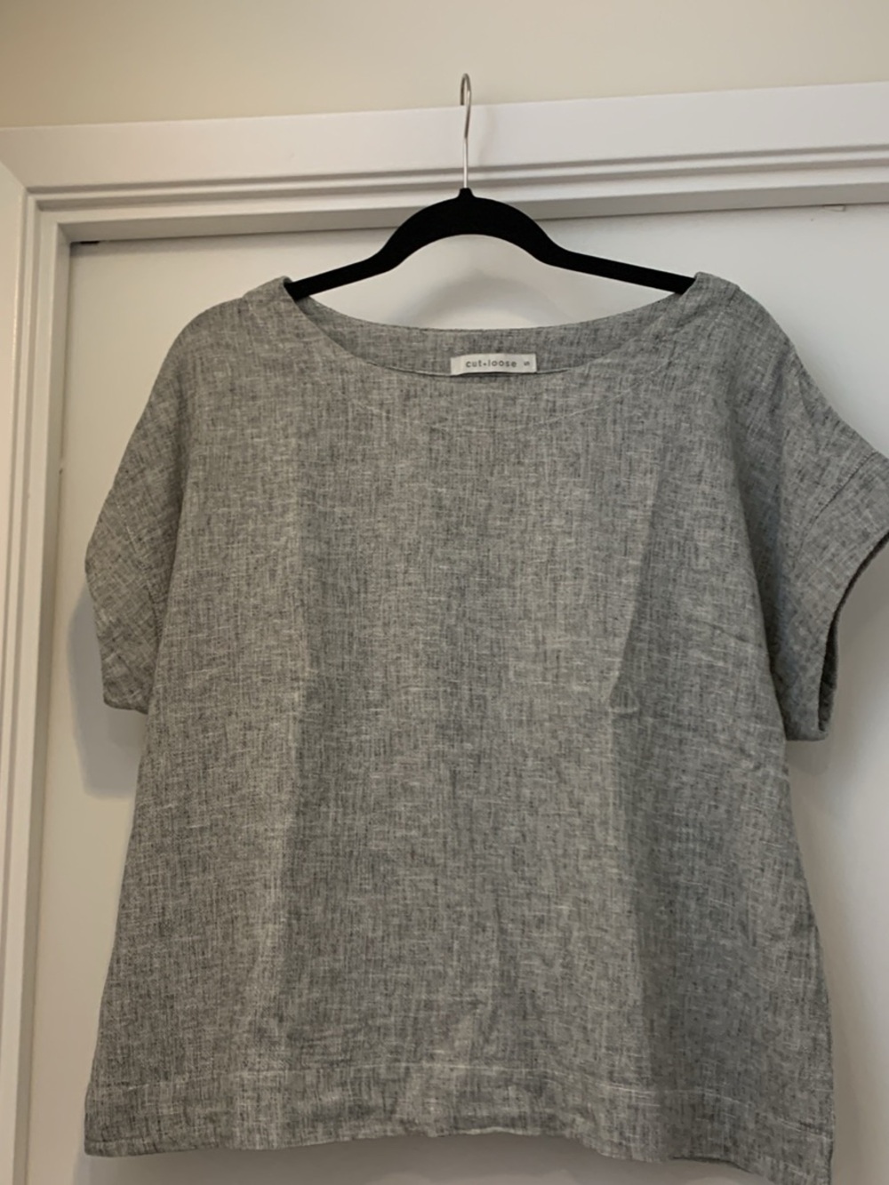 cut loose Heather Gray Boxy Linen blend top